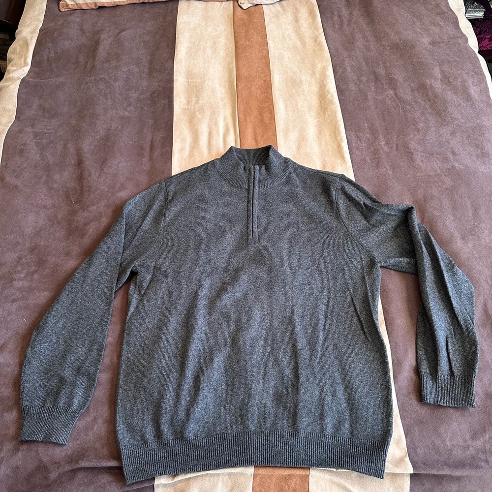 Method men’s large quarter zip knitted pullover, dark green and charcoal unworn
